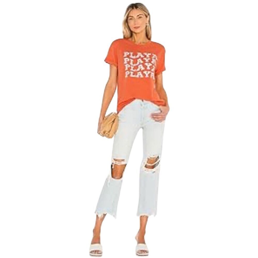 Free People We The Free Maggie Jeans Women's 25 Blue Distressed Mid-Rise Crop - Picture 1 of 16